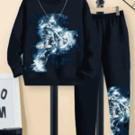 Kids Black Graphic Sweatshirt & Jogger Set