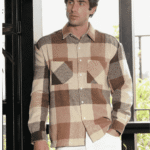 Men’s Light Grey & Beige Checkered Casual Shirt