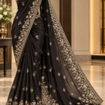 Black Floral Embroidered Luxury Saree